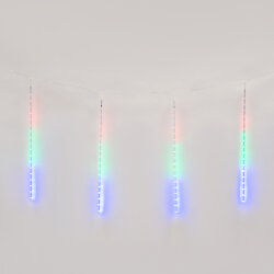 ULD-E2405-240-DTK MULTI IP44 METEOR Занавес светодиодный фигурный Падающие звезды, соединяемый, 2х0.5м, 8 подвесов, Разноцветный свет, Провод прозрачный.