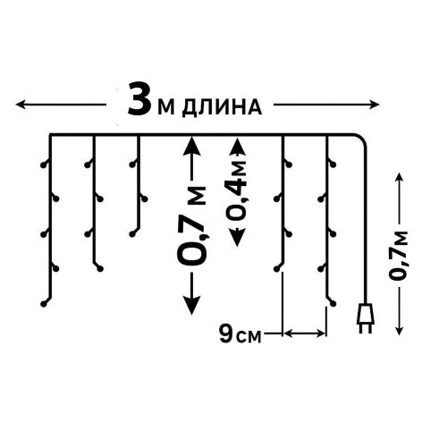 ULD-B3010-200-DTA BLUE IP20 Бахрома светодиодная с контроллером, 200 светодиодов, 3 м, синий, IP20, провод прозрачный - фото 10