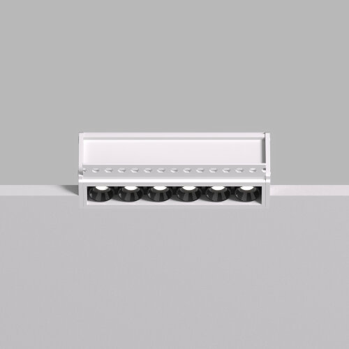 DK2531-WB Встраиваемый светильник SPACE со светодиодом под шпатлевку L126mm 220V 10W 38° 4000К IP20 белый/черный алюминий. Фото 3