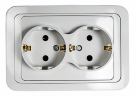 Розетка двойная с заземлением CLASSICO белая 2128 IN HOME - Фото