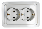Розетка двойная с заземлением CLASSICO белая 2128 IN HOME - Фото