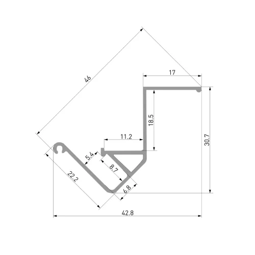 Теневой профиль для натяжных потолков для светодиодной ленты (под ленту до 10 mm) LL-2-ALP020 - фото 5