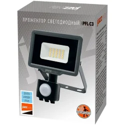 Прожектор светодиодный PFL-C3 SENSOR 20Вт 6500К IP65 ДО закален. прозр. стекло датчик движения инфракрасный Pro JazzWay 5026926A