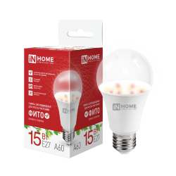 Лампа светодиодная LED-A60 PRO-ФИТО полный спектр 15Вт 230В Е27 IN HOME