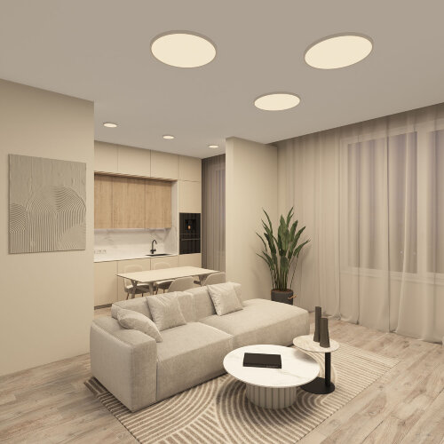 DK6524-WH Накладной светильник THIN, IP40, 50W, 3000K/4000K/6500K, переключатель цветовой температуры на корпусе, белый, полимер. Фото 2