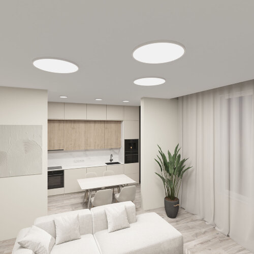 DK6524-WH Накладной светильник THIN, IP40, 50W, 3000K/4000K/6500K, переключатель цветовой температуры на корпусе, белый, полимер. Фото 5