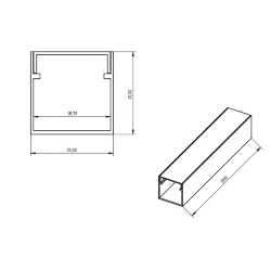 Алюминиевый профиль 773 (2000x19.1x20мм с рассеивателем)