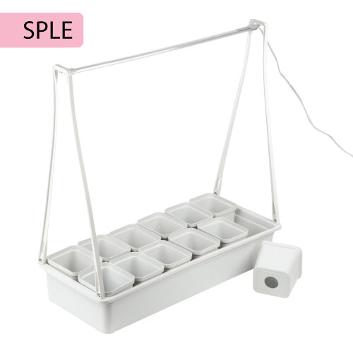 ULT-P34N-10W-SPLE IP65 WHITE 12 Набор Минисад, светильник для растений светодиодный с подставкой, Спектр для фотосинтеза, 12 кашпо в-к, белые, TM ФитоЛето - фото 1