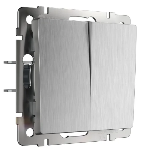 Выключатель двухклавишный (cеребряный рифленый) W1120009 - фото