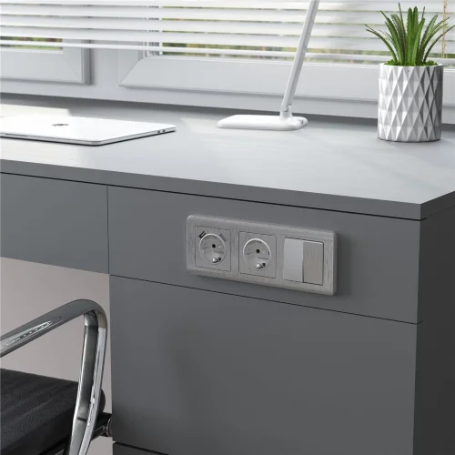 Выключатель двухклавишный (cеребряный рифленый) W1120009 - фото 3