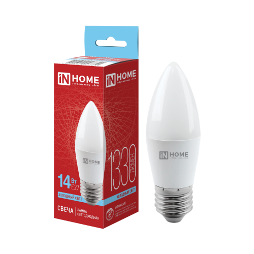 Лампа светодиодная LED-СВЕЧА-VC 14Вт 230В E27 6500K 1330Лм IN HOME - Фото