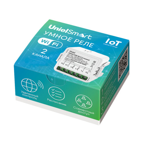 UCH-A301 2C-WF WHITE Умное реле Wi-Fi, 2 канала, 100-240В, 2x10А, 2x2200Вт, 2x250Вт для светодиодов, Встраиваемое, Голосовое управление+приложение UnielSmart, TM Uniel - фото 5
