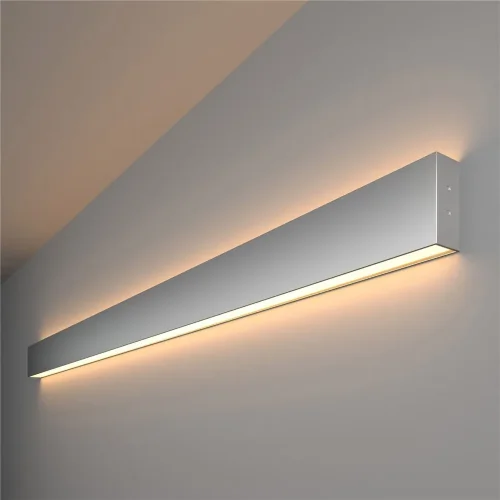 Линейный светодиодный накладной двусторонний светильник 128см 50Вт 3000К серебряный 101-100-40-128 - фото