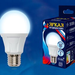 LED-A60 8W-DW-E27-FR PLP01WH Лампа светодиодная, Форма А, матовая, Серия Яркая, Дневной свет 6500K