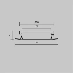 Алюминиевый профиль встраиваемый с накладным фланцем 30x6 (Серебро, 2 м), ALM-3006-S-2M 632018 (Серебро)