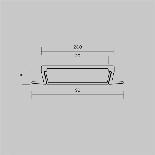 Алюминиевый профиль встраиваемый с накладным фланцем 30x6 (Серебро, 2 м), ALM-3006-S-2M 632018 (Серебро) - фото 2