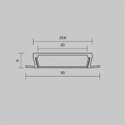 Алюминиевый профиль встраиваемый с накладным фланцем 30x6 (Серебро, 2 м), ALM-3006-S-2M 632018 (Серебро) 632018
