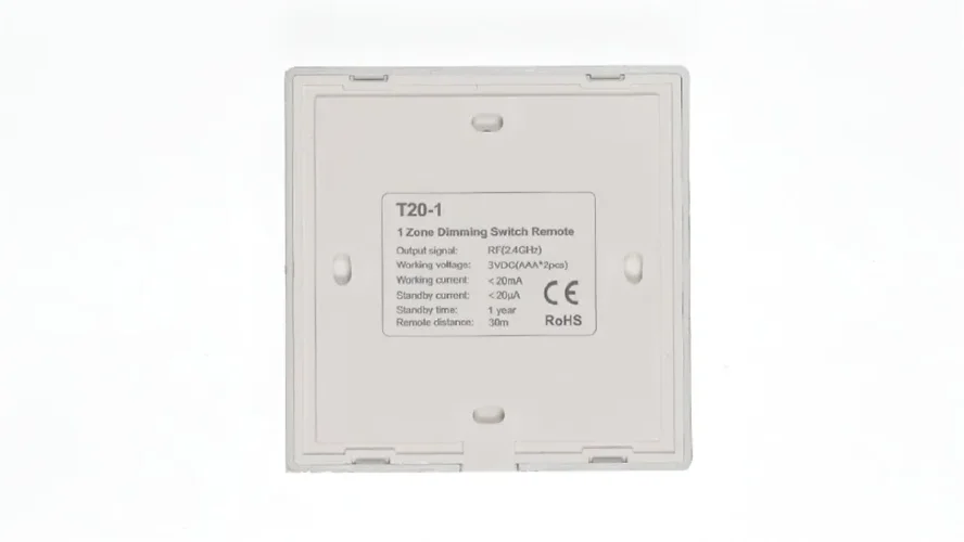 Сенсорная панель T20-1 White IC24 (DIM, 1 zone, RF 2.4GHz, 3VDC(AAAx2)) - фото II