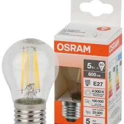 Лампа светодиодная филаментная 5W/4000K (=60W) E27 | Шарик | LED Star 5Y FILAMENT | - OSRAM