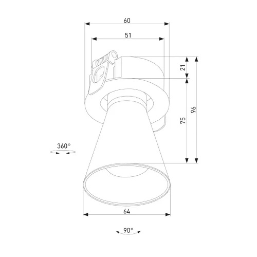светильник встраиваемый с антибликовой решеткой Bell 8W 3000K черный 25097/LED - фото 7