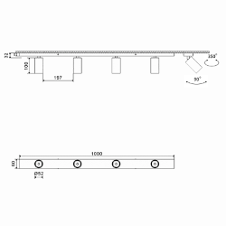 'Крепление сменное М14 для светильников MINI VILLY, поворотное накладное четверное, цвет Белый, MINI-VL-M14-WH 004876