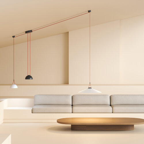 DK5664-WH+BK Cветильник для трека-ремня Belty Smart, серия Flow, со светодиодом, D300*H71мм, 48V DC, 20W, RA90, 120°, 2700-6500K, IP20, белый с черным, алюминий. Фото 4