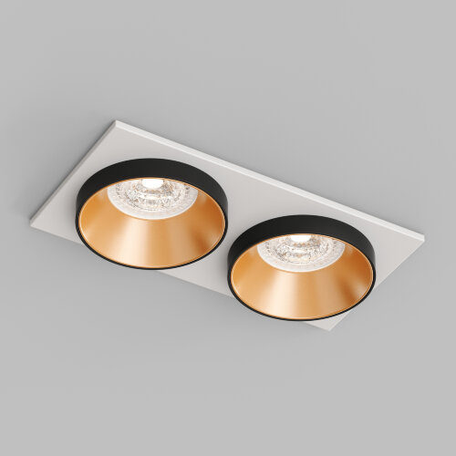 DK2422-GD Встраиваемый светильник, IP 20, 50 Вт, GU10, черный/золотой, алюминий.