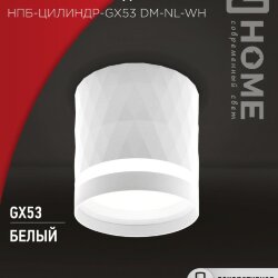 Светильник потолочный НПБ-ЦИЛИНДР-GX53 DM-NL-WH с подсветкой 82x80мм белый IN HOME