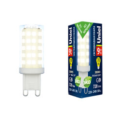 LED-JCD-9W-3000K-G9-CL GLZ09TR Лампа светодиодная, прозрачная, Теплый белый свет 3000К.