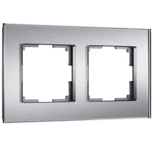 Рамка из стекла на 2 поста Senso серебряный soft-touch W0023106 - фото
