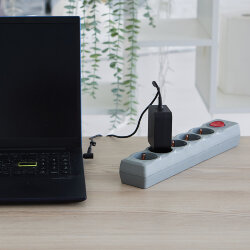 S-GSU5-5 GREY Cетевой фильтр серии Universal, 5м Пвс 3x0.75, 5 гнезд, с-з, 10А, Защита от перенапряжения, короткого замыкания.