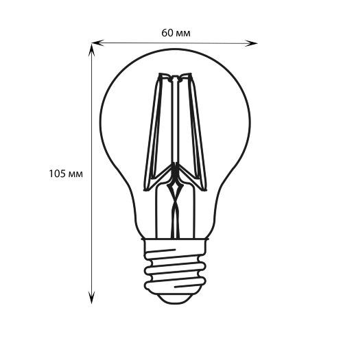 LED-A60-6W-4000K-E27-CL-SLF Лампа светодиодная, Форма A, прозрачная, Белый свет 4000K - фото 3