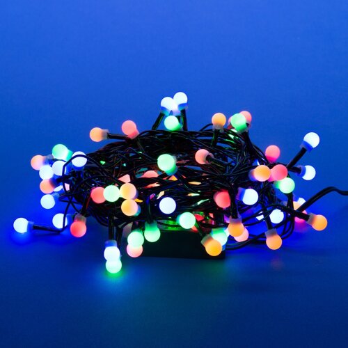 ULD-S0500-100-DGA MULTI IP20 COLORBALLS-1 Гирлянда светодиодная с контроллером Разноцветные шарики-1, 5м, 100 светодиодов, Разноцветный свет, Провод зеленый - фото 1