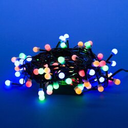 ULD-S0500-100-DGA MULTI IP20 COLORBALLS-1 Гирлянда светодиодная с контроллером Разноцветные шарики-1, 5м, 100 светодиодов, Разноцветный свет, Провод зеленый