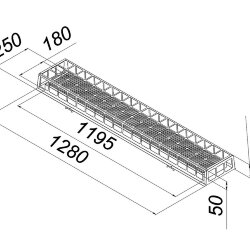 Накладной светодиодный светильник для спортзалов с защитной решеткой 80 Вт IP44 1280x250x95 мм 4000К Призма