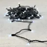 Гирлянда Нить 10м Белая с Мерцанием Белого Диода 24В, 75 LED, Провод Черный Каучук, IP65. Фото 6.