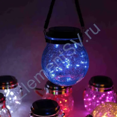 Светильник декоративный горшочек на солнечных батареях, blue, GOR3 - фото.