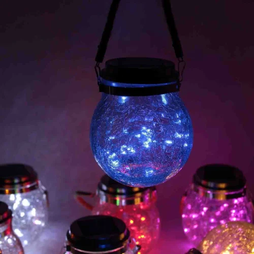 Светильник декоративный горшочек на солнечных батареях, blue, GOR3 - фото I