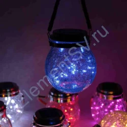 Светильник декоративный горшочек на солнечных батареях, blue, GOR3