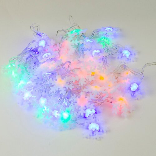 ULD-S0700-050-DTA MULTI IP20 SNOWFLAKES-3 Гирлянда светодиодная с контроллером Снежинки-3, 50 светодиодов, 7 м, разноцветная, IP20.провод прозрачный - фото 2
