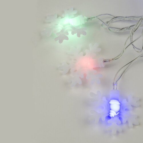 ULD-S0700-050-DTA MULTI IP20 SNOWFLAKES-3 Гирлянда светодиодная с контроллером Снежинки-3, 50 светодиодов, 7 м, разноцветная, IP20.провод прозрачный - фото 3