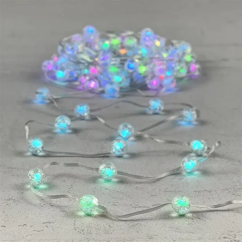 Гирлянда Шарики Смарт 10м Разноцветная с Управлением 5В, Диаметр Шарика 20мм, 100 LED, Провод Прозрачный ПВХ, IP44. Фото 1.