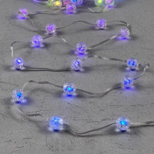 Гирлянда Шарики Смарт 10м Разноцветная с Управлением 5В, Диаметр Шарика 20мм, 100 LED, Провод Прозрачный ПВХ, IP44. Фото 3.