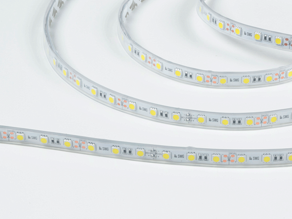 Светодиодная лента 5050, 60 LED/м, 14,4 Вт/м, 12В , IP66, Цвет: Холодный белый, SWG560-12-14.4-W-66-M. Фото 2