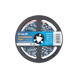 ULS-Q221 5050-60LED-m-10mm-IP20-DC12V-14.4W-m-5M-3000K Гибкая светодиодная лента на самоклеящейся основе, Катушка 5 м, в герметичной упаковке, Теплый белый свет3000K.