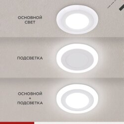 Панель светодиодная встраиваемая круглая RLP-BL 16Вт 230В 4000К 960Лм 195мм с подсветкой белая IP20 IN HOME