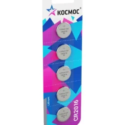 Элемент питания литиевый CR2016 5хBL (блист.5шт) КОСМОС KOC20165BL