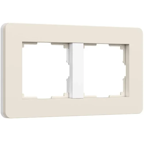 Рамка из поликарбоната на 2 поста Split айвори/белый, soft-touch W0023066 - фото