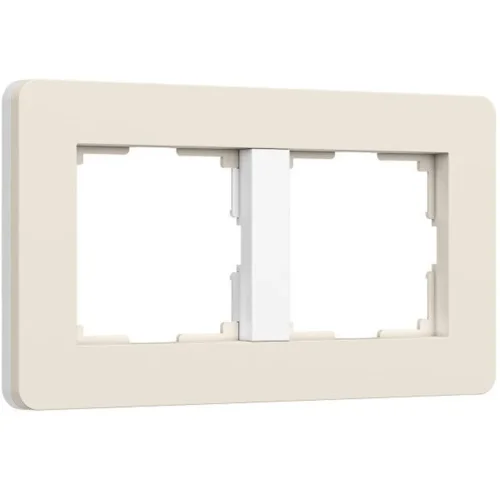 Рамка из поликарбоната на 2 поста Split айвори/белый, soft-touch W0023066 - фото 2