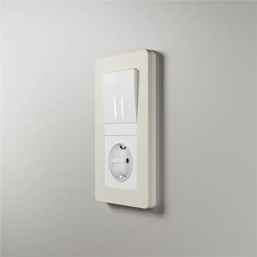 Рамка из поликарбоната на 2 поста Split айвори/белый, soft-touch W0023066 - фото 6